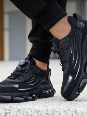 Men's Black Athletic Sneakers with Cushioned Sole
